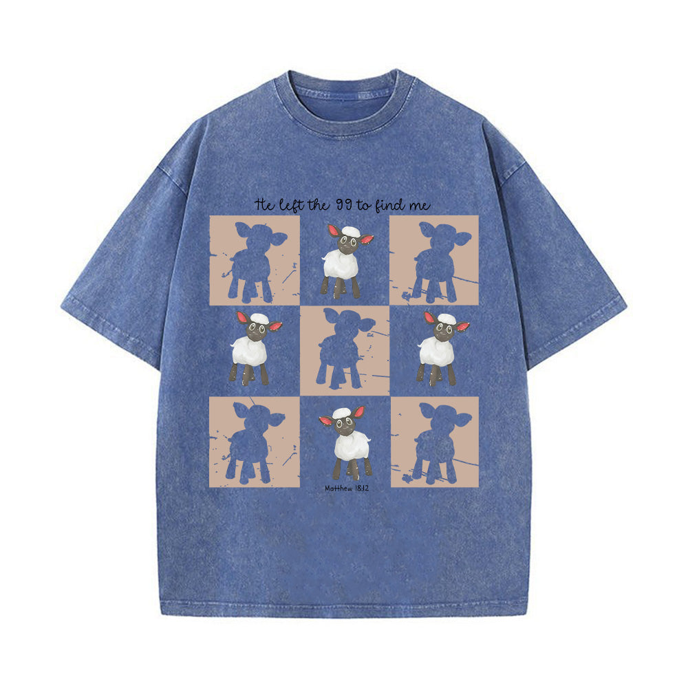 Checkered Lamb Graphic Unisex Washed T-Shirt