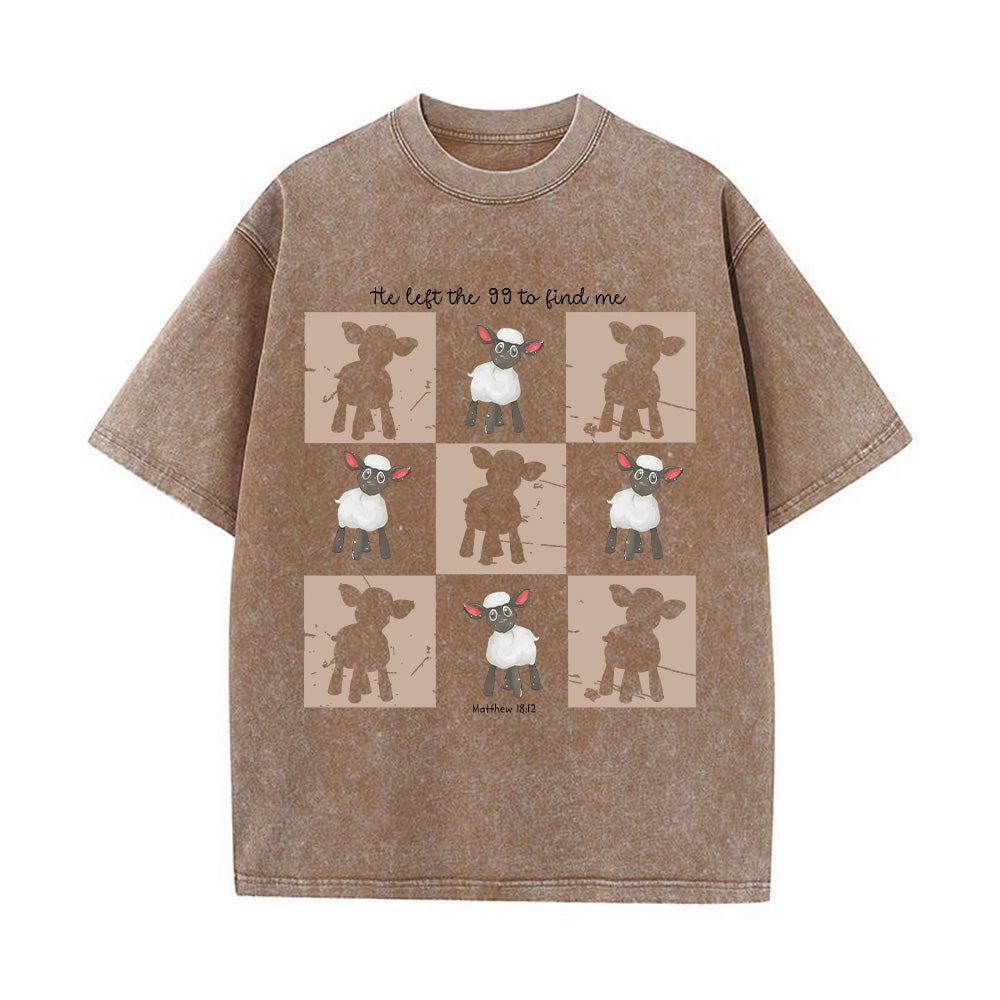 Checkered Lamb Graphic Unisex Washed T-Shirt