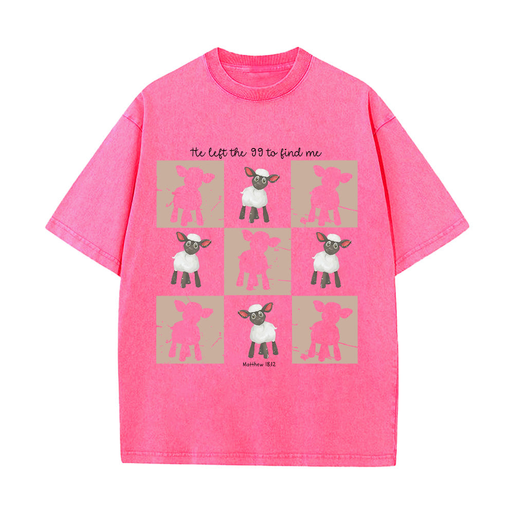 Checkered Lamb Graphic Unisex Washed T-Shirt