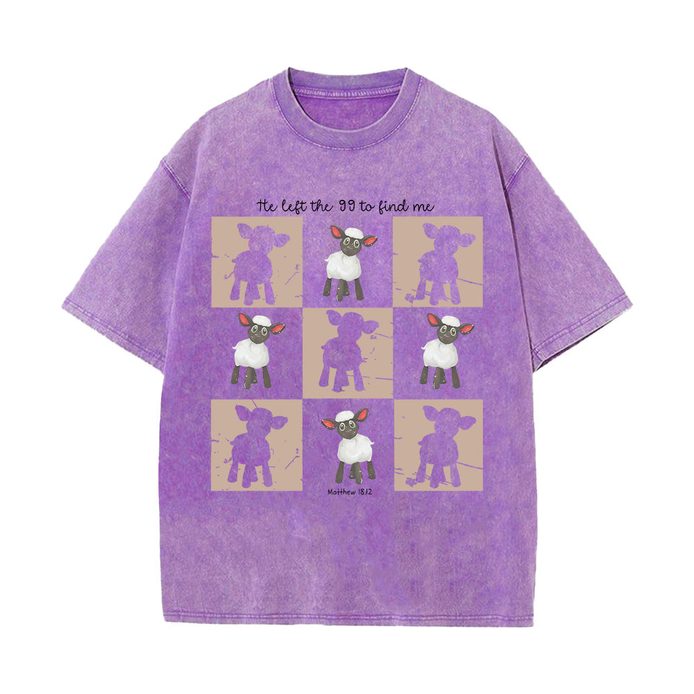 Checkered Lamb Graphic Unisex Washed T-Shirt