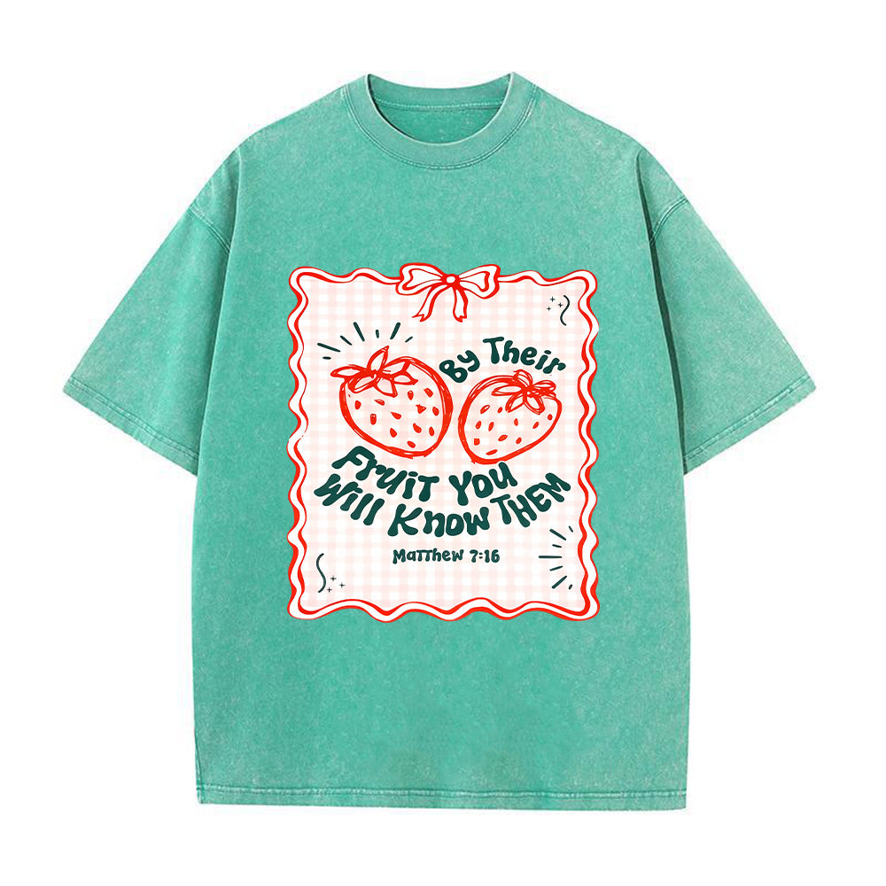 Strawberry Graphic Unisex Washed T-Shirt