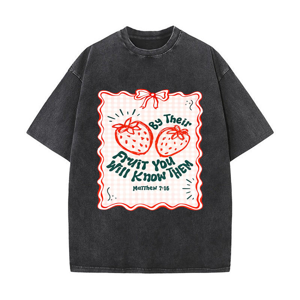 Strawberry Graphic Unisex Washed T-Shirt