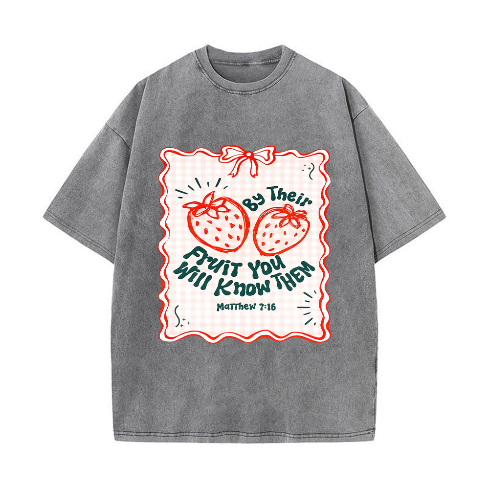Strawberry Graphic Unisex Washed T-Shirt