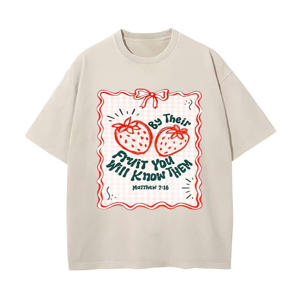 Strawberry Graphic Unisex Washed T-Shirt