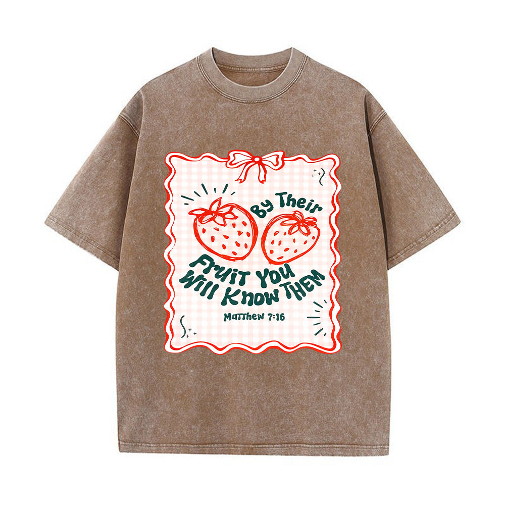 Strawberry Graphic Unisex Washed T-Shirt