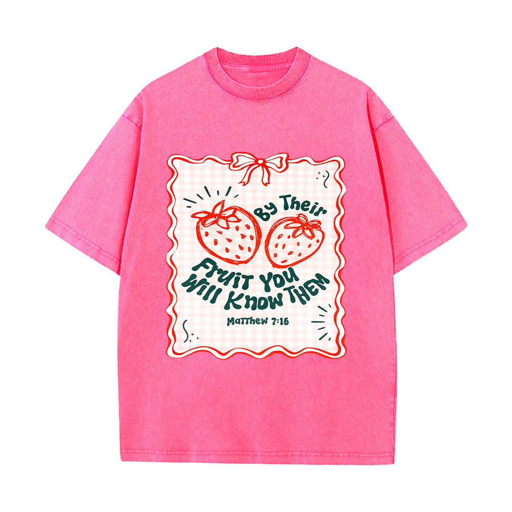 Strawberry Graphic Unisex Washed T-Shirt