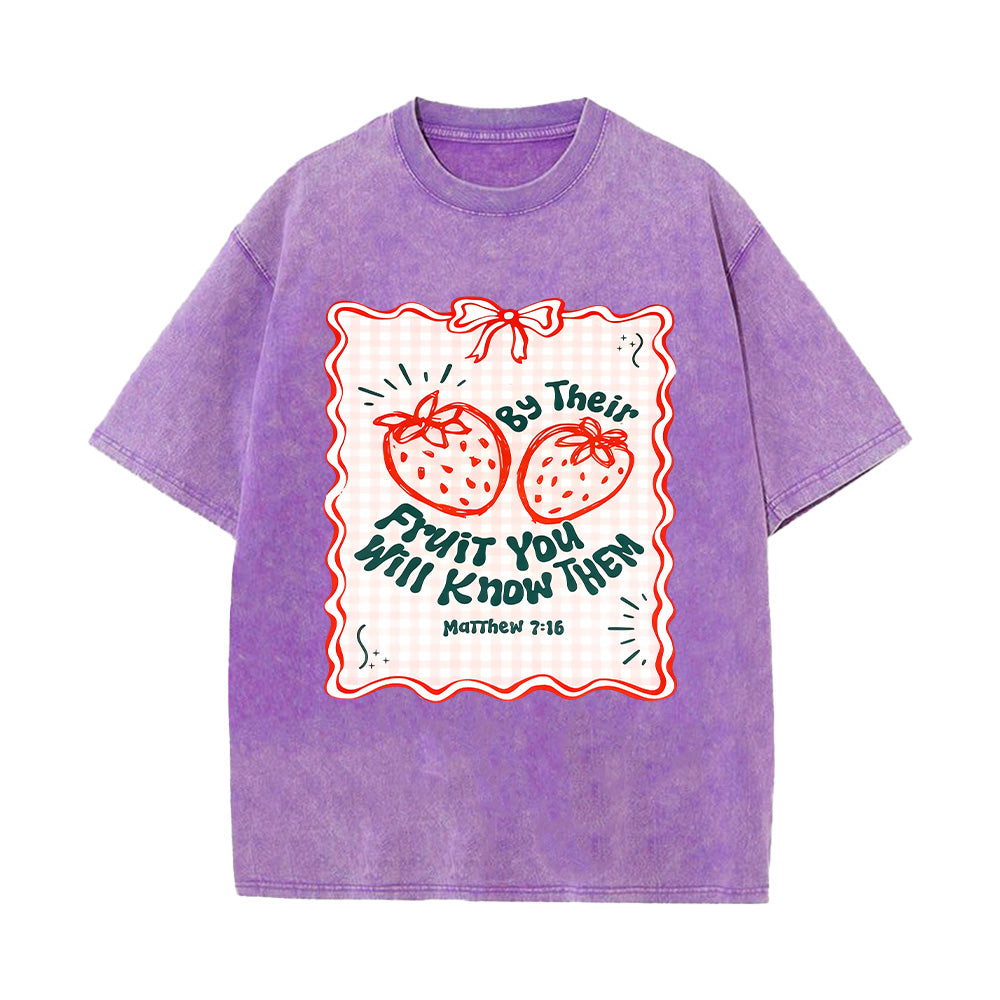 Strawberry Graphic Unisex Washed T-Shirt