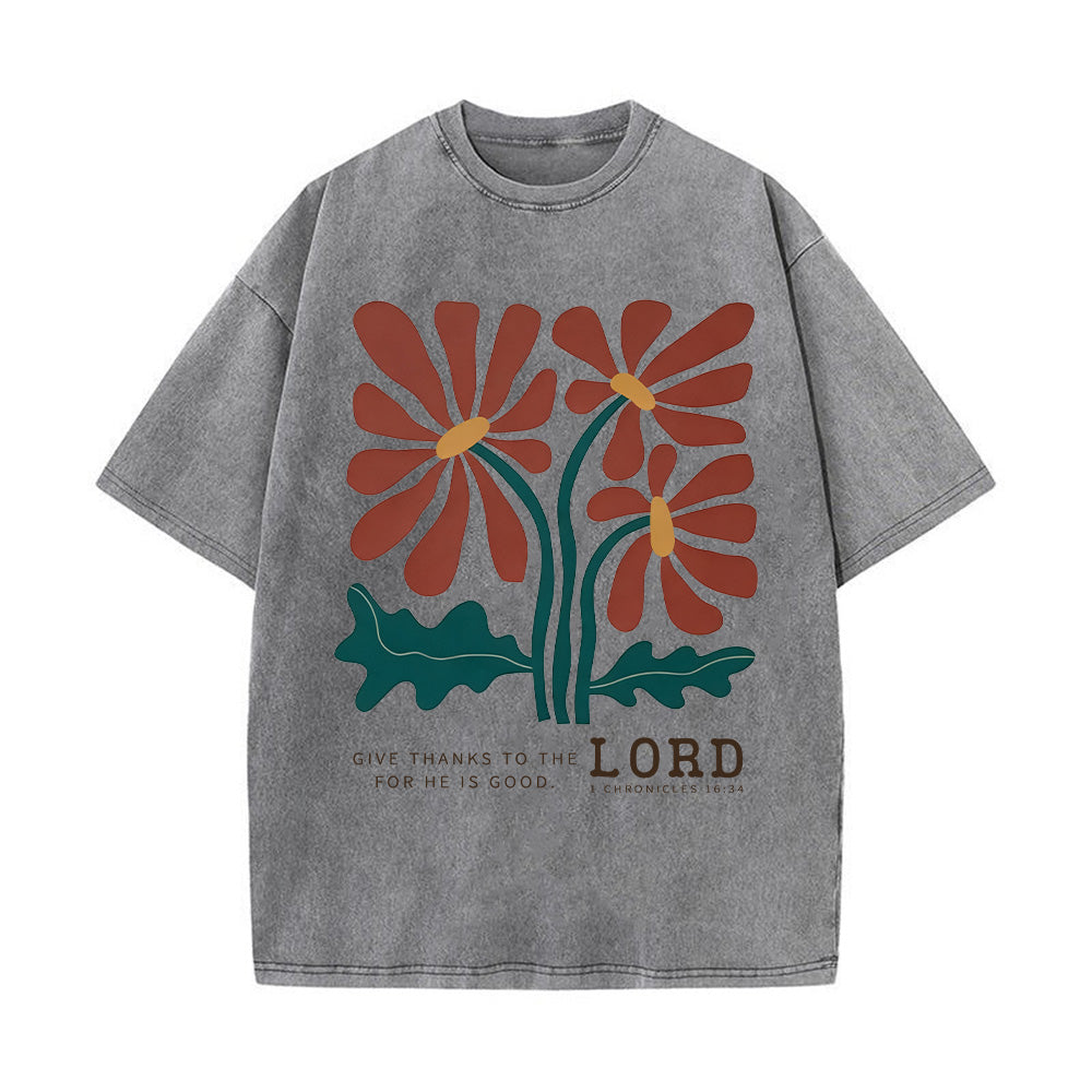 Retro Floral Graphic Washed Unisex T-Shirt