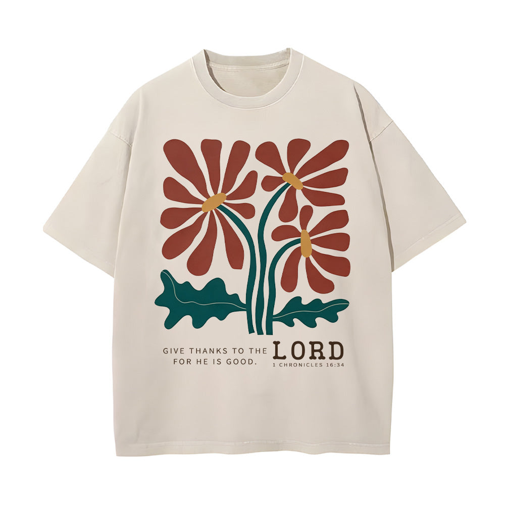 Retro Floral Graphic Washed Unisex T-Shirt