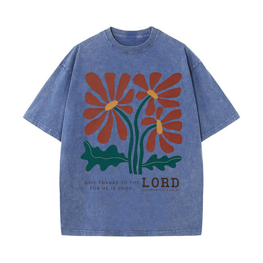 Retro Floral Graphic Washed Unisex T-Shirt