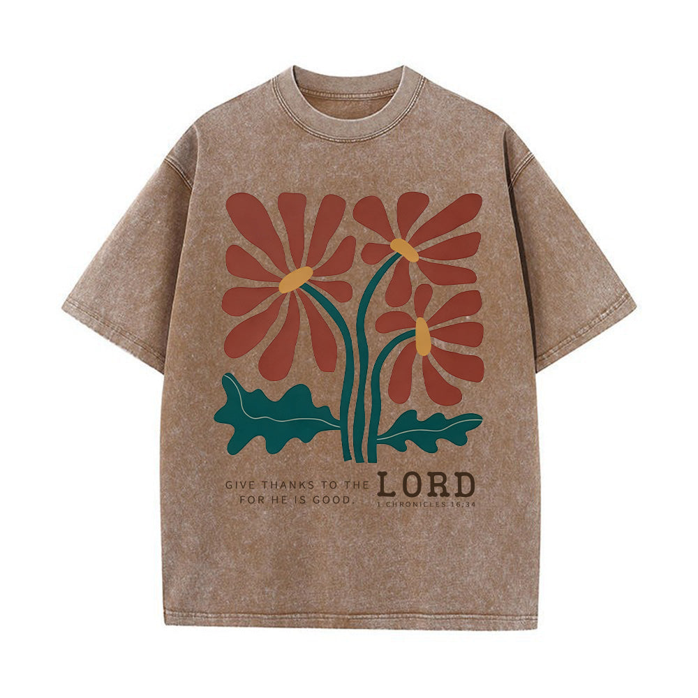 Retro Floral Graphic Washed Unisex T-Shirt