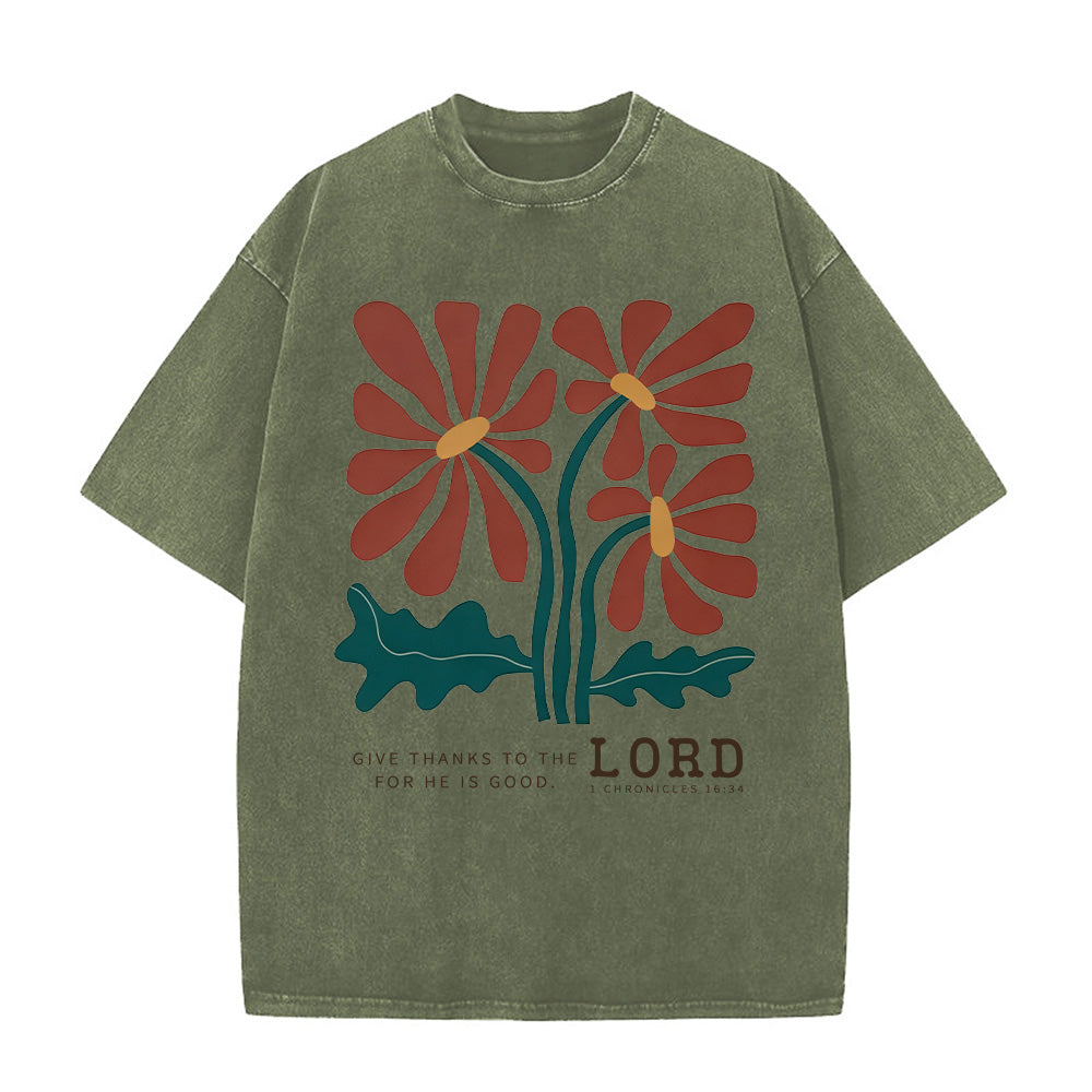 Retro Floral Graphic Washed Unisex T-Shirt