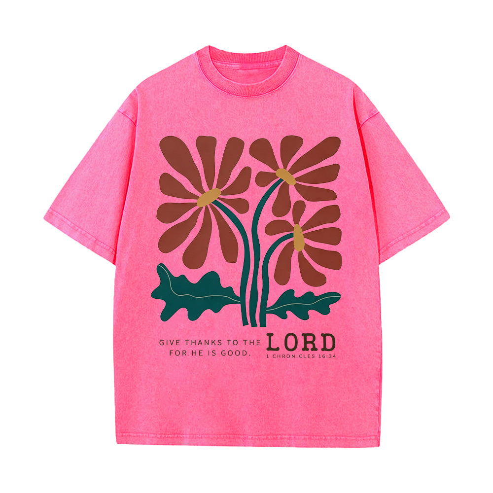 Retro Floral Graphic Washed Unisex T-Shirt