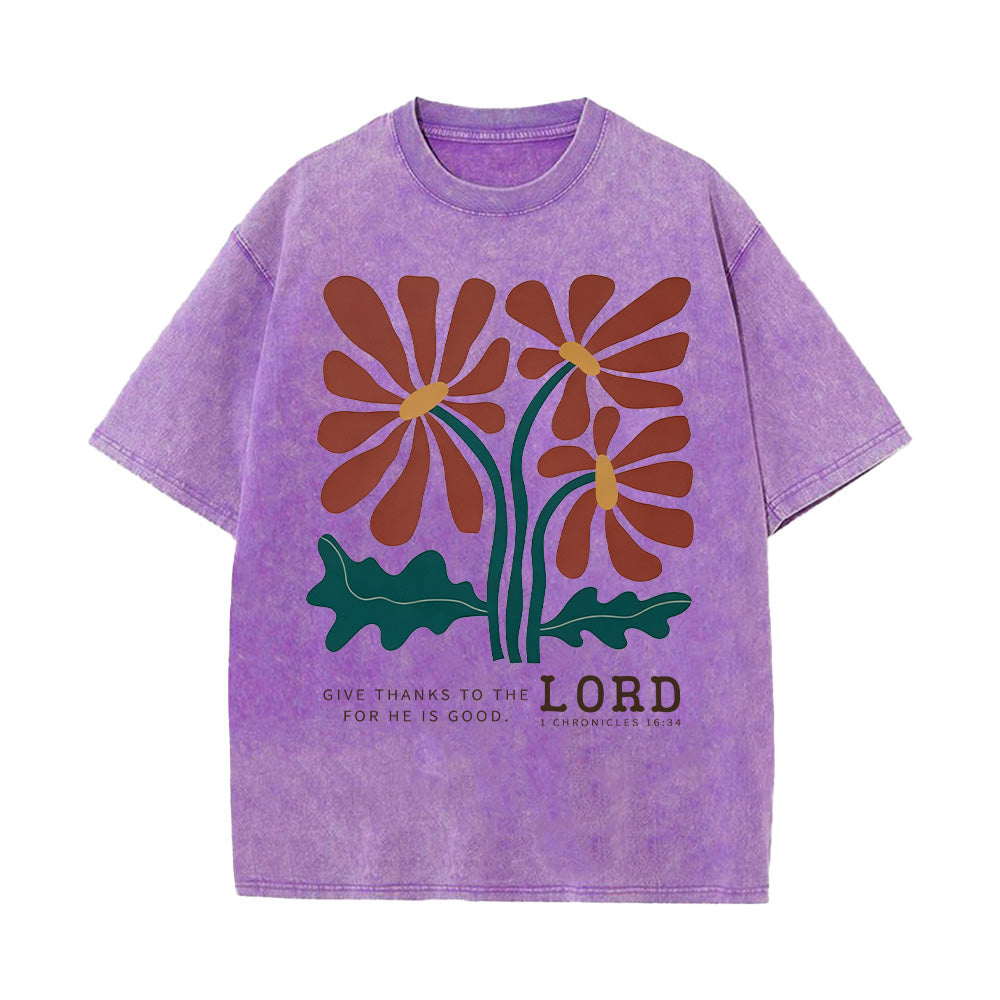 Retro Floral Graphic Washed Unisex T-Shirt