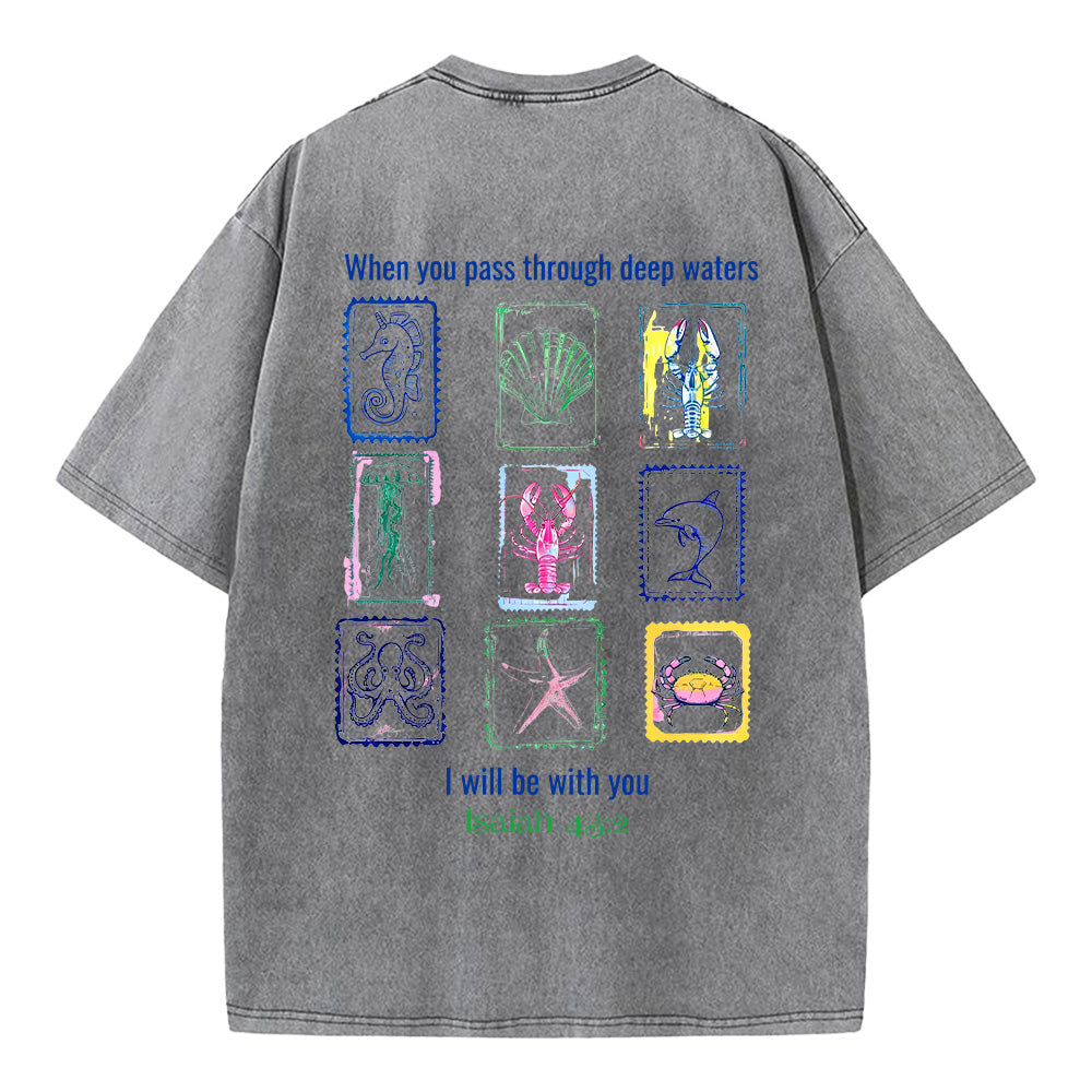 I will be with you Washed Unisex T-Shirt