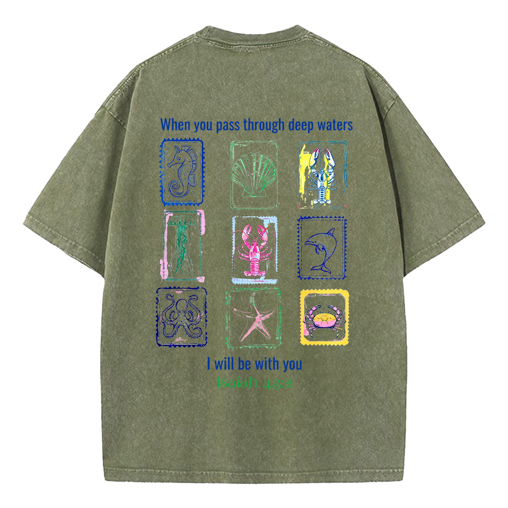 I will be with you Washed Unisex T-Shirt