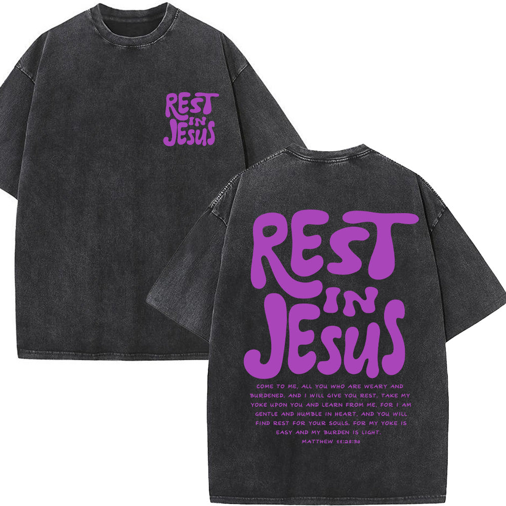 Rest In Jesus Christian Washed Unisex T-Shirt