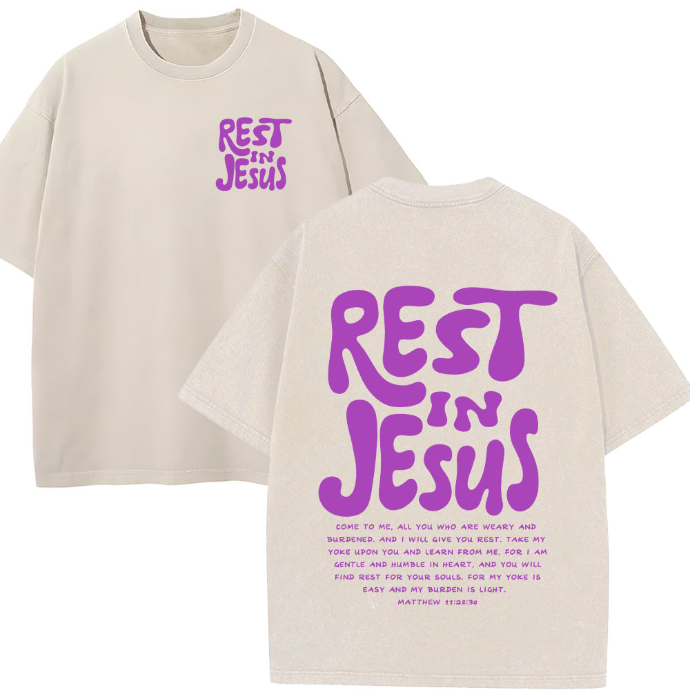 Rest In Jesus Christian Washed Unisex T-Shirt