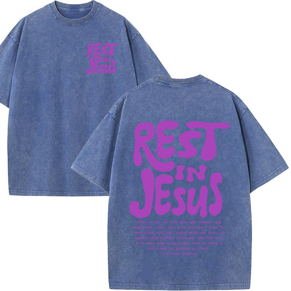 Rest In Jesus Christian Washed Unisex T-Shirt