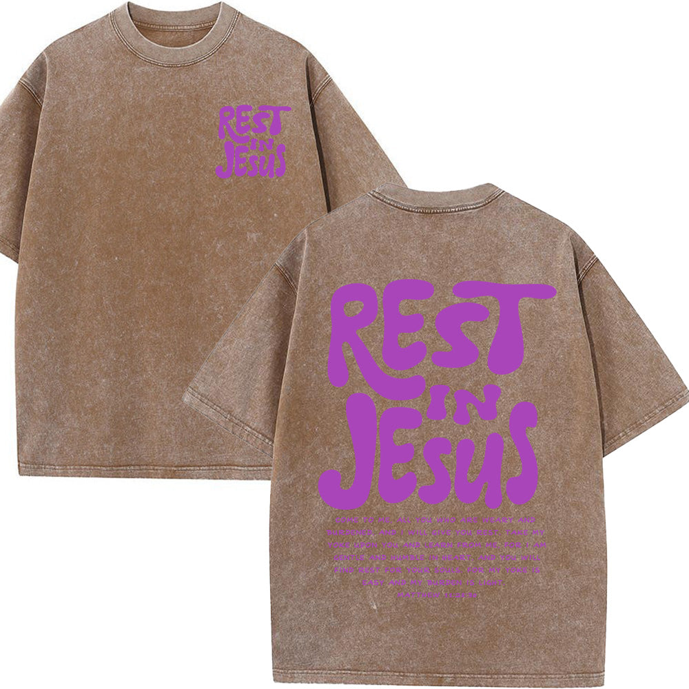 Rest In Jesus Christian Washed Unisex T-Shirt