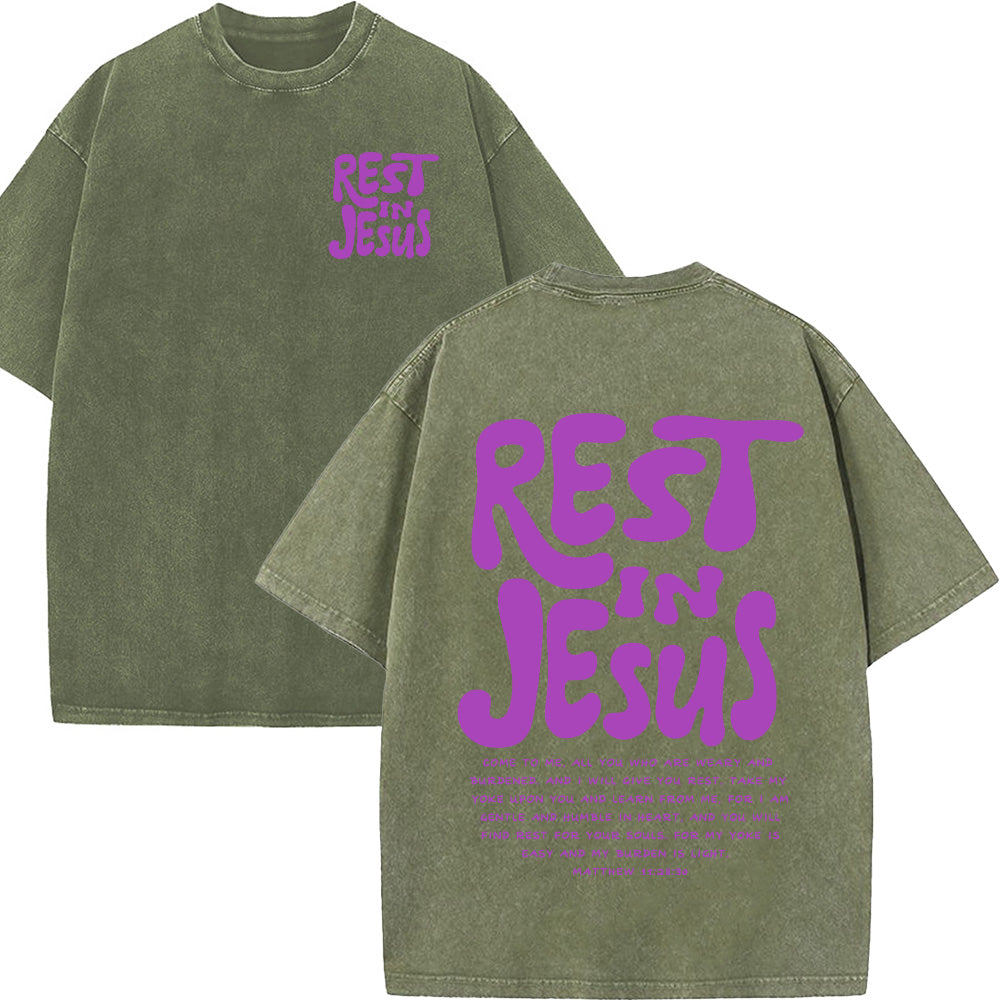 Rest In Jesus Christian Washed Unisex T-Shirt