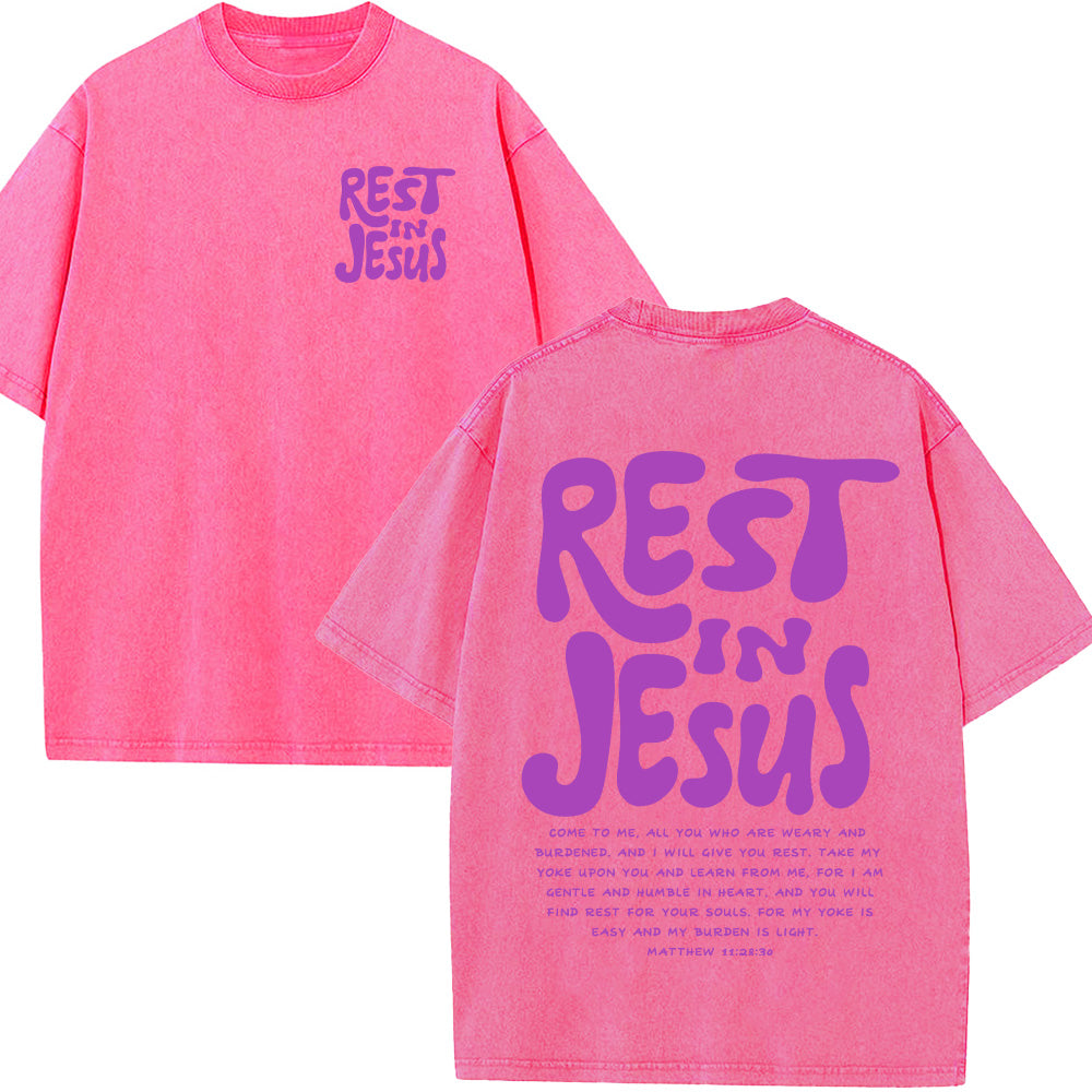 Rest In Jesus Christian Washed Unisex T-Shirt
