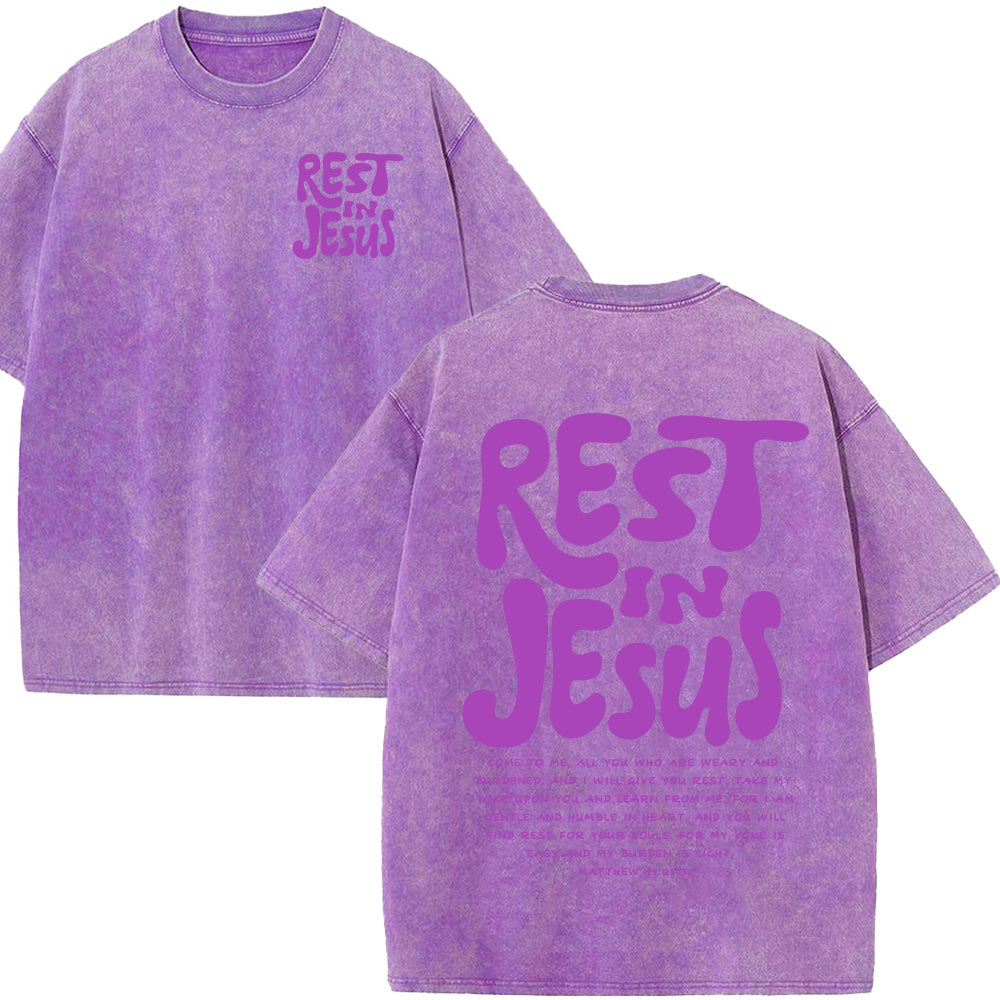 Rest In Jesus Christian Washed Unisex T-Shirt