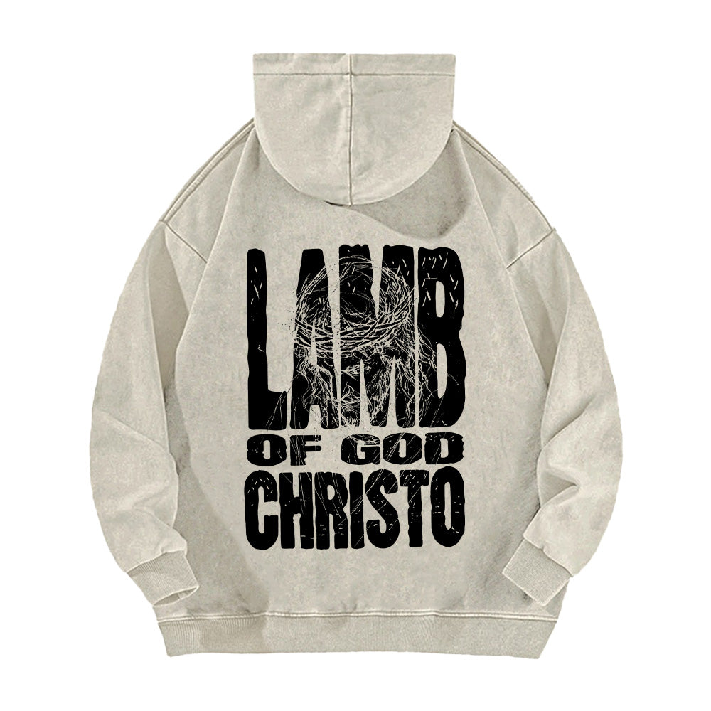 Lamb of God Christo Christian Unisex Washed Hoodie