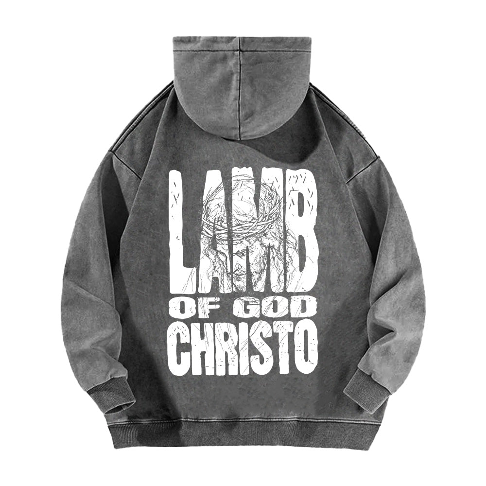 Lamb of God Christo Christian Unisex Washed Hoodie