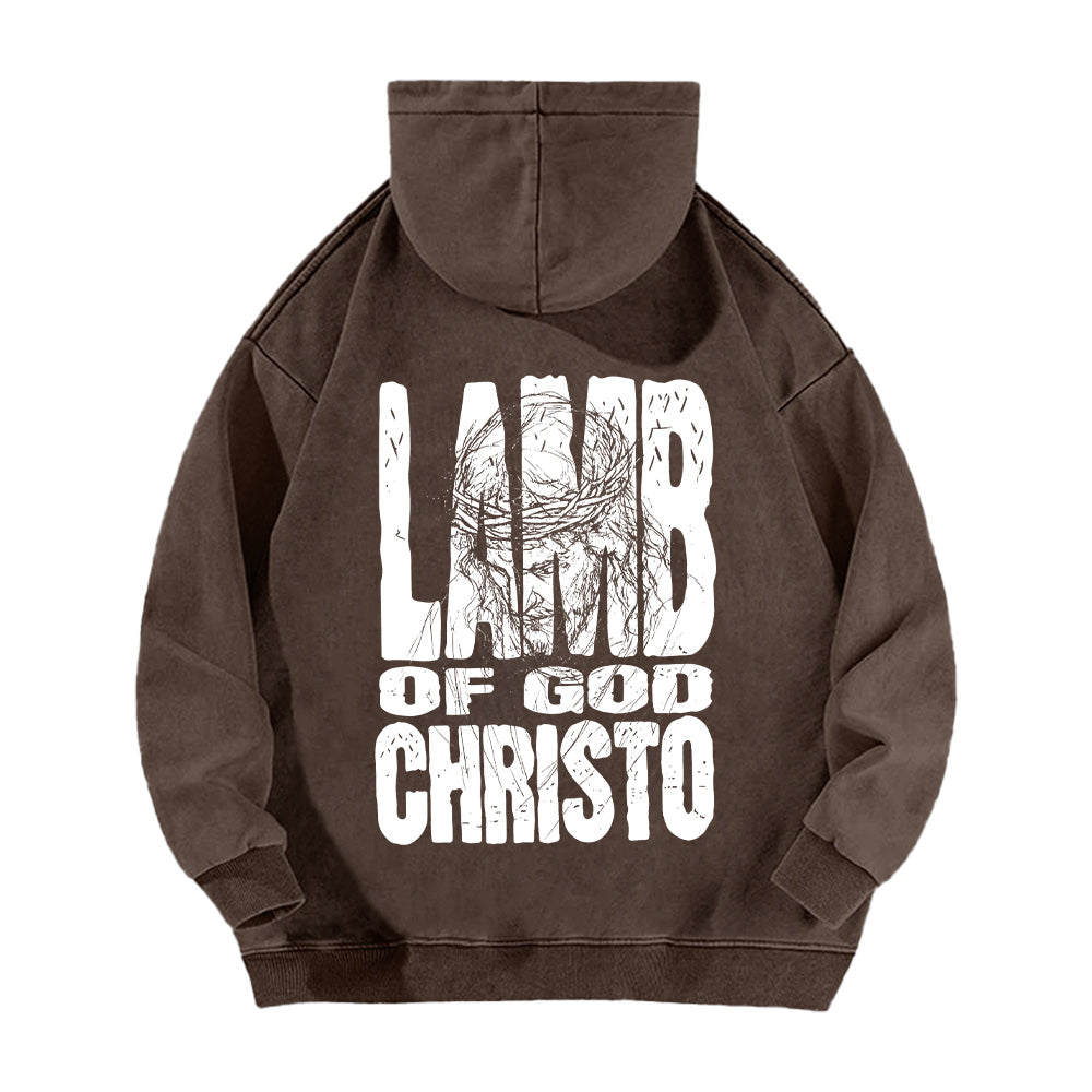 Lamb of God Christo Christian Unisex Washed Hoodie