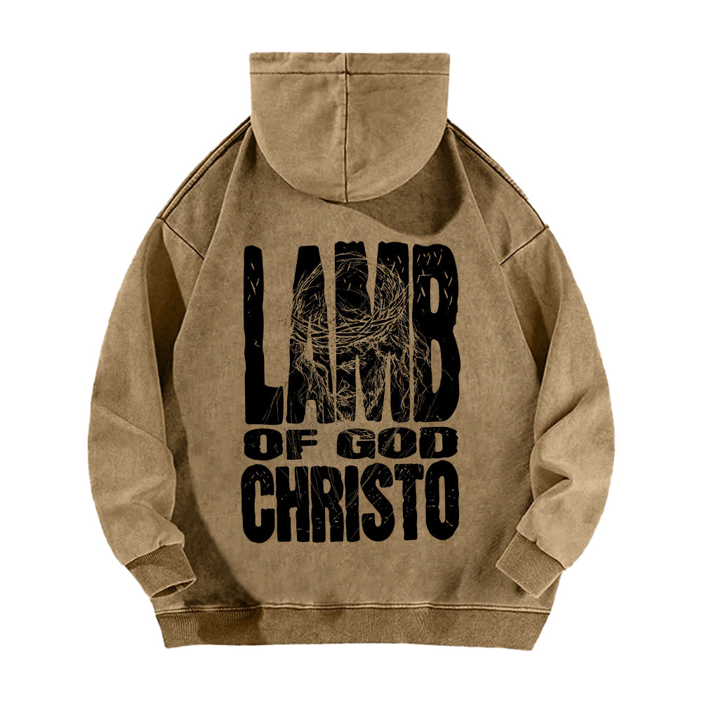 Lamb of God Christo Christian Unisex Washed Hoodie