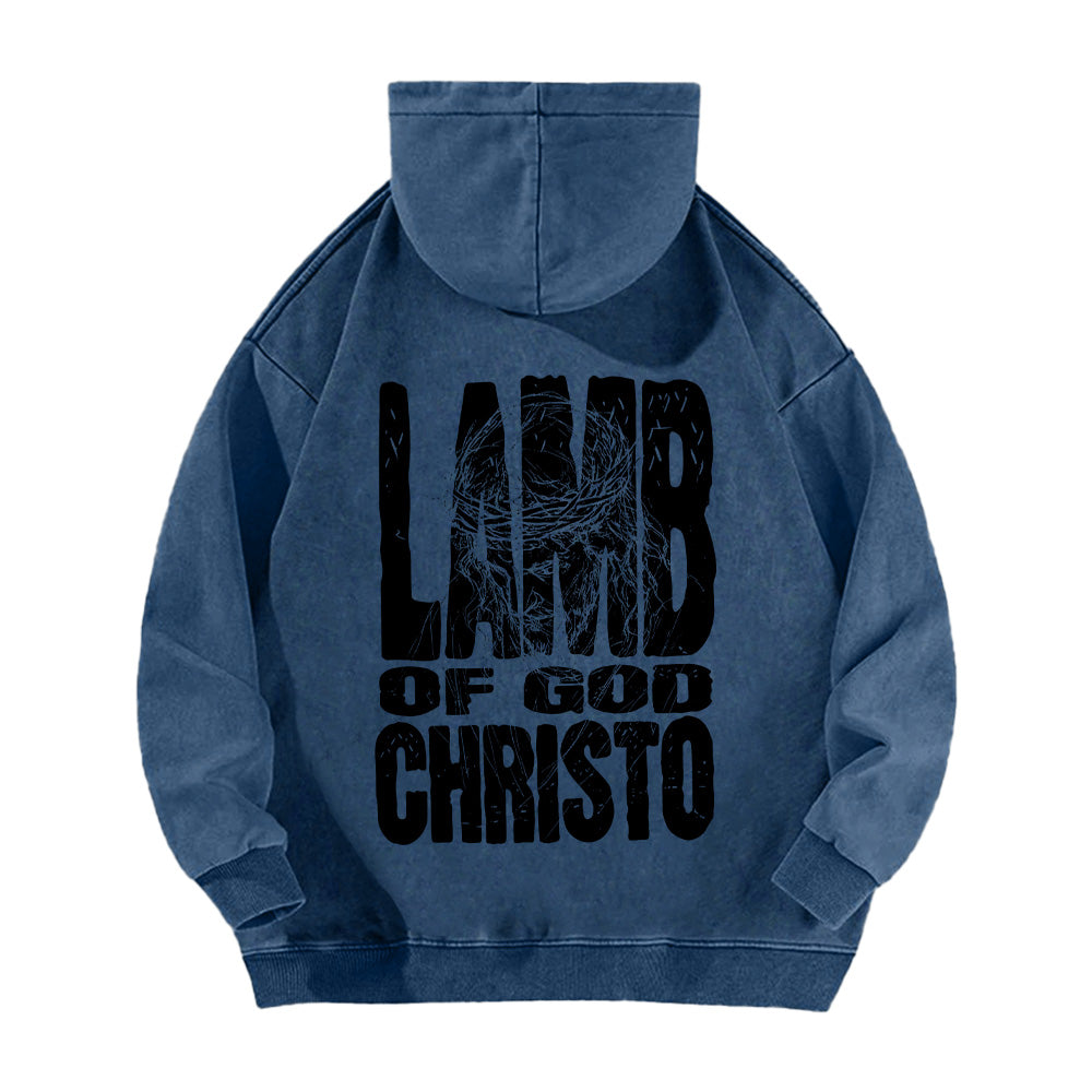 Lamb of God Christo Christian Unisex Washed Hoodie