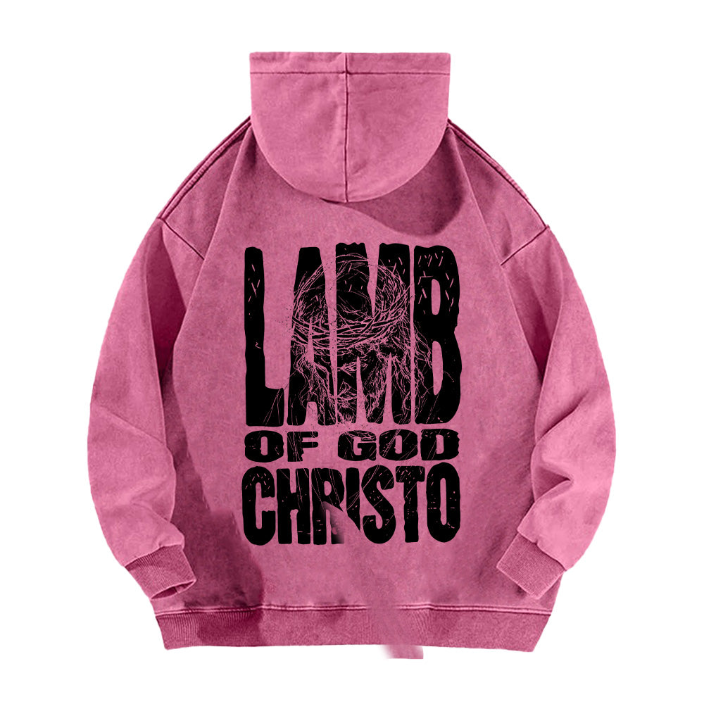 Lamb of God Christo Christian Unisex Washed Hoodie