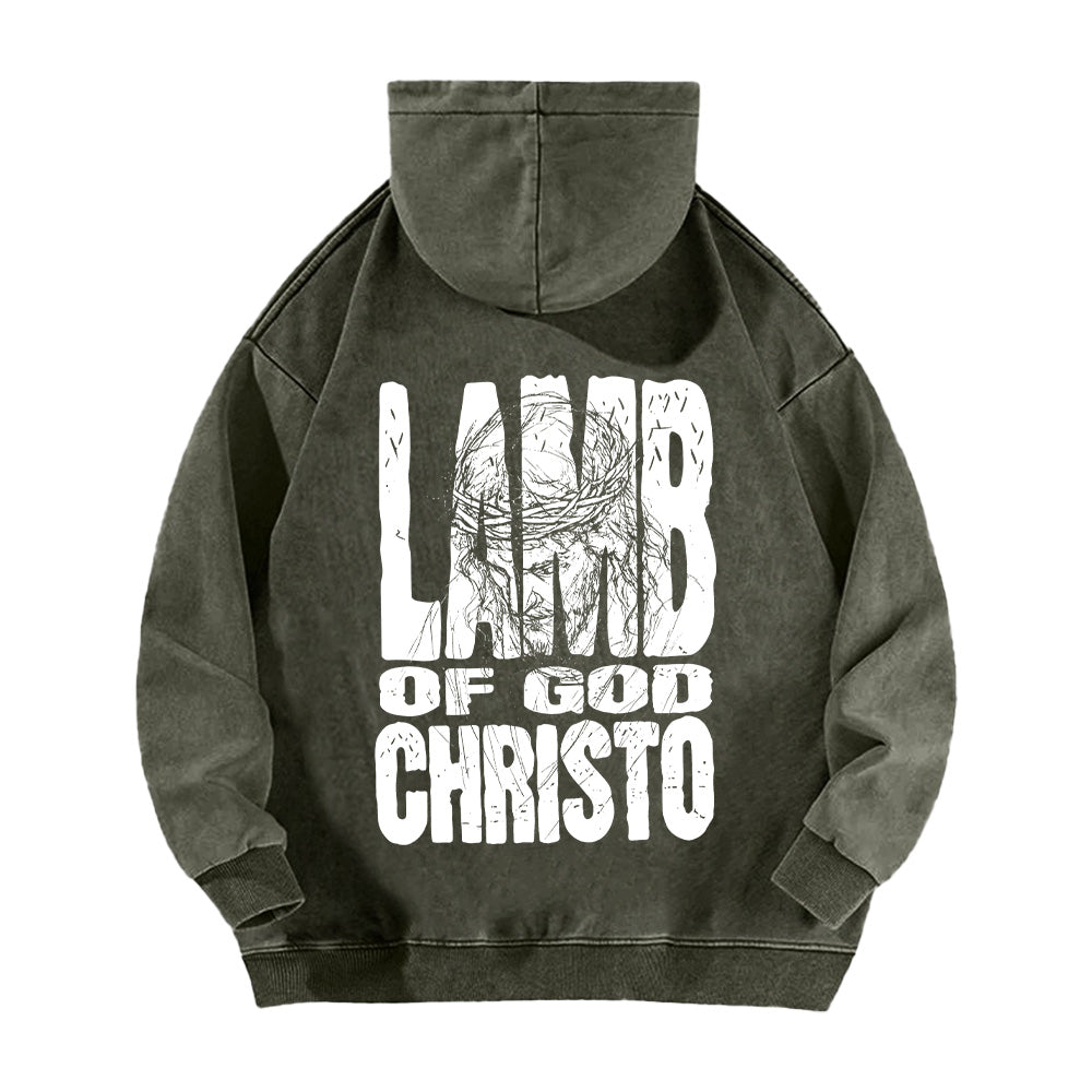 Lamb of God Christo Christian Unisex Washed Hoodie