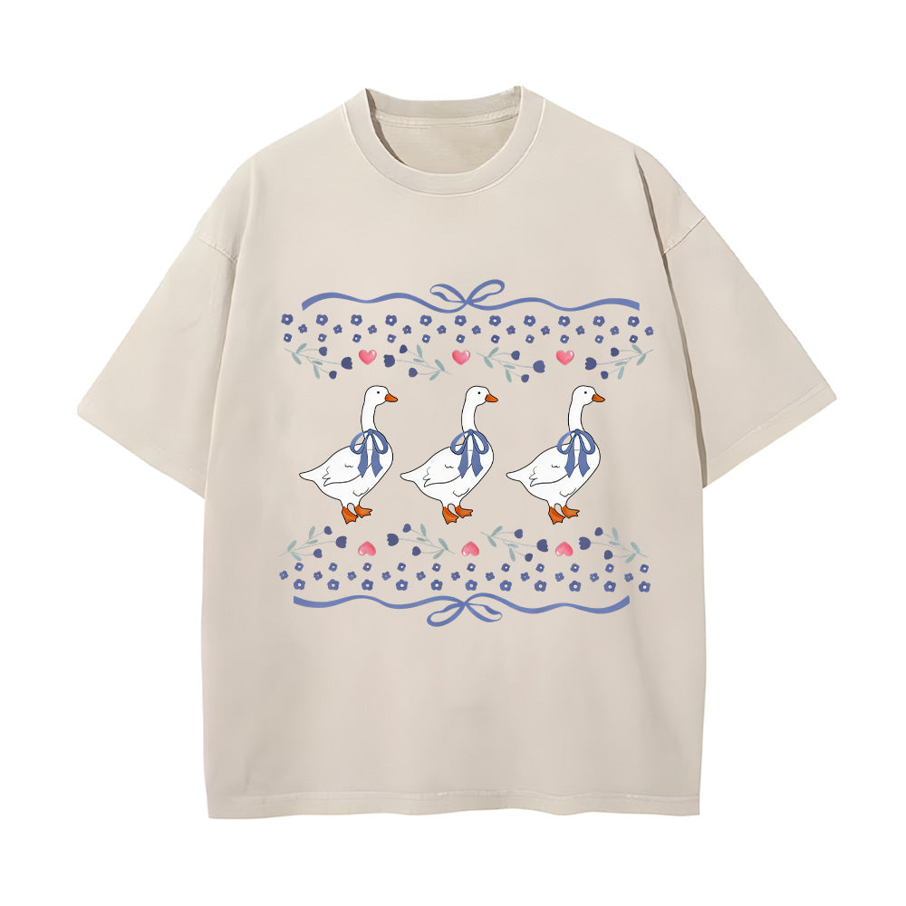 Trendy Geese Unisex Washed T-Shirt