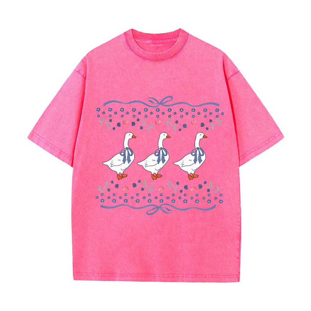 Trendy Geese Unisex Washed T-Shirt