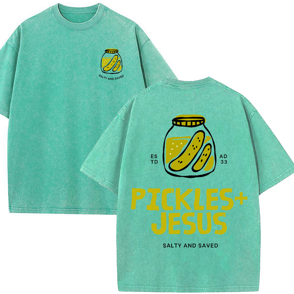 Pickles Jesus Christian Unisex Washed T-Shirt