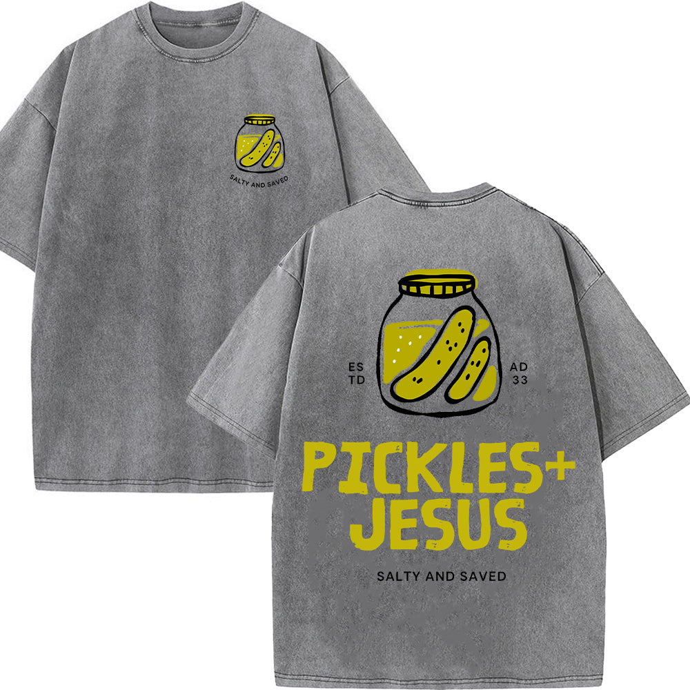 Pickles Jesus Christian Unisex Washed T-Shirt