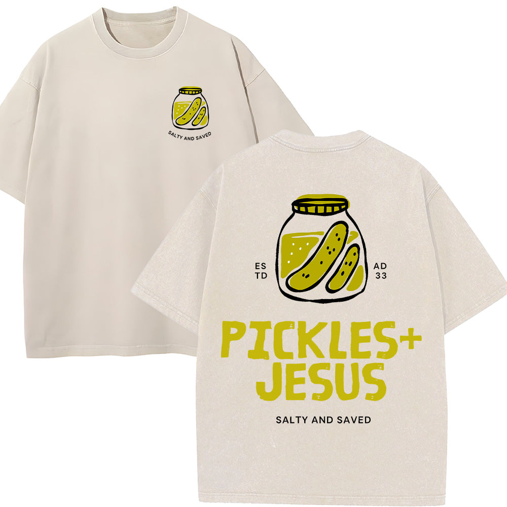 Pickles Jesus Christian Unisex Washed T-Shirt