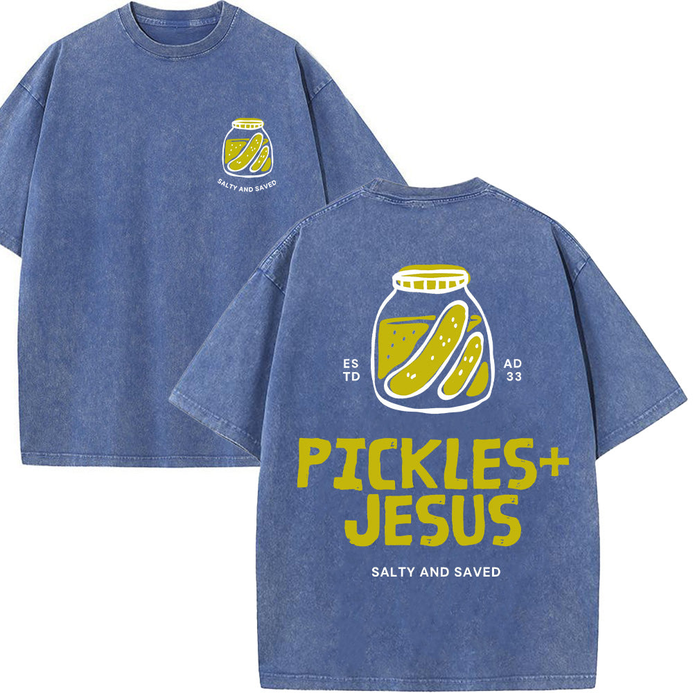Pickles Jesus Christian Unisex Washed T-Shirt