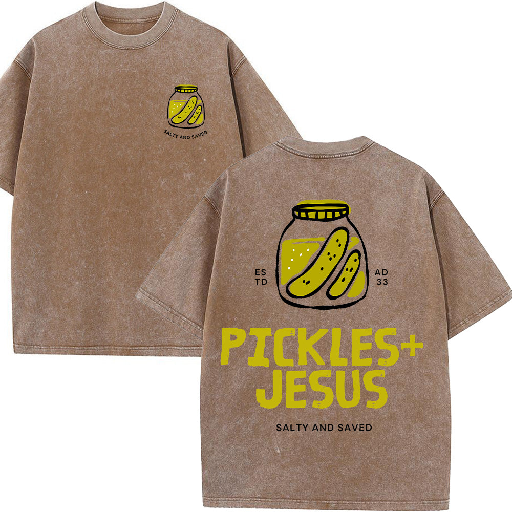 Pickles Jesus Christian Unisex Washed T-Shirt
