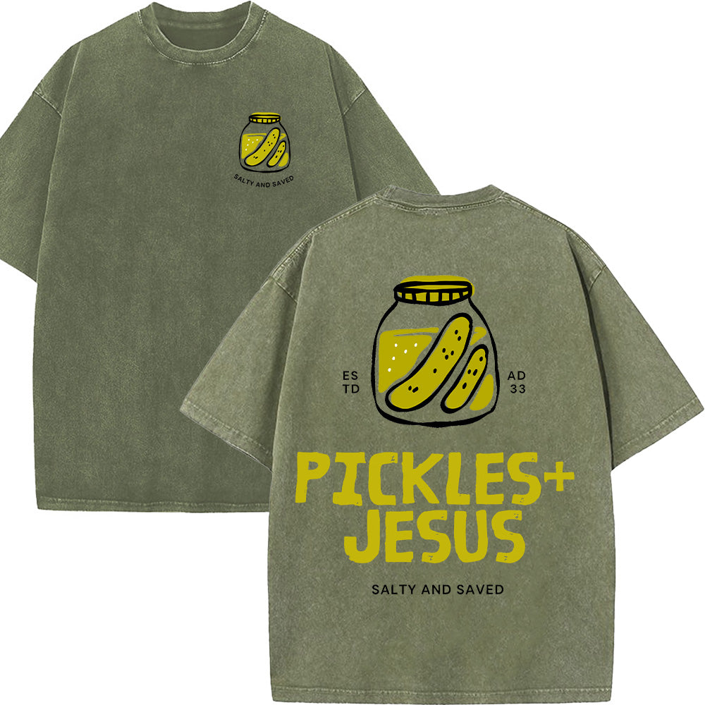 Pickles Jesus Christian Unisex Washed T-Shirt