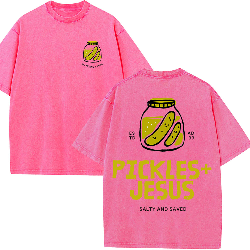 Pickles Jesus Christian Unisex Washed T-Shirt