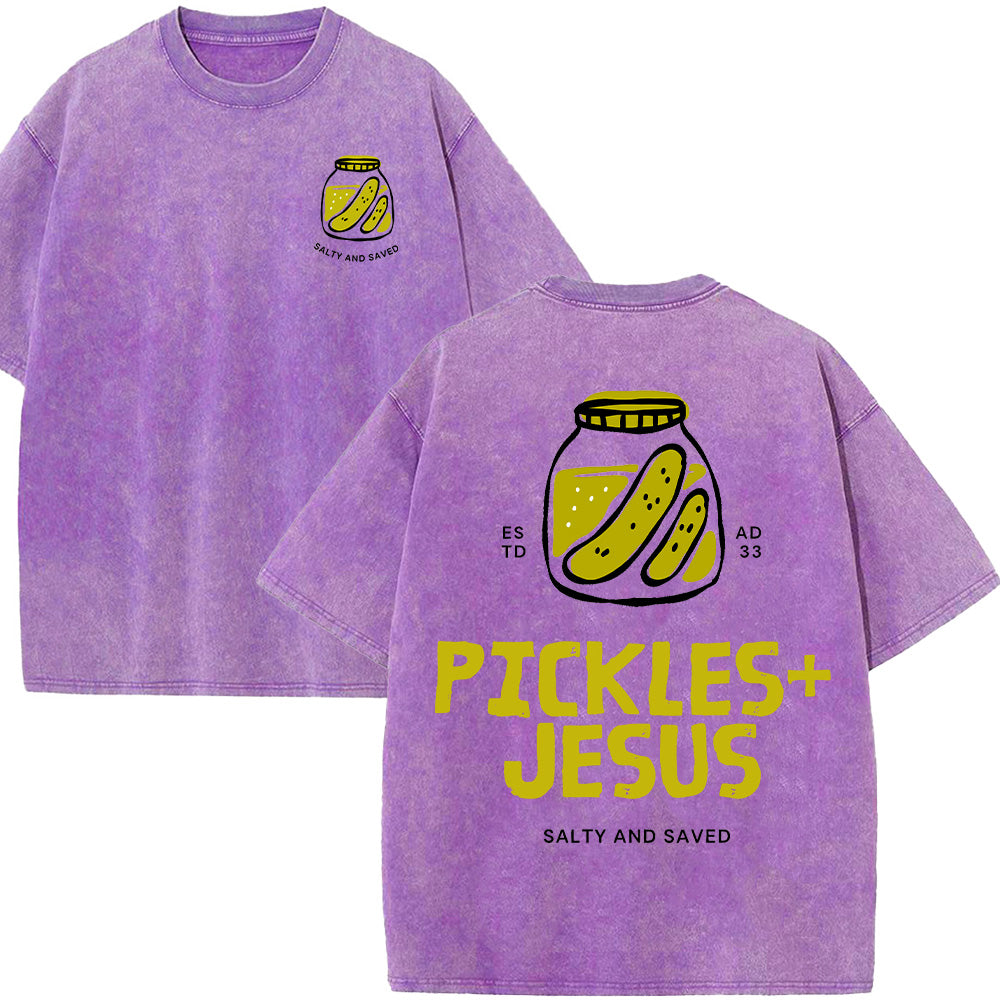 Pickles Jesus Christian Unisex Washed T-Shirt