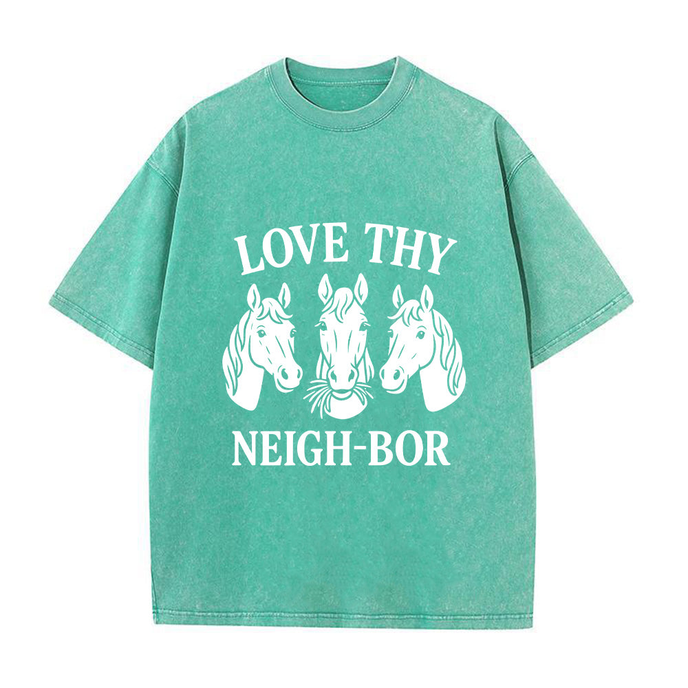 Love Thy Neighbor Christian Unisex Washed T-Shirt