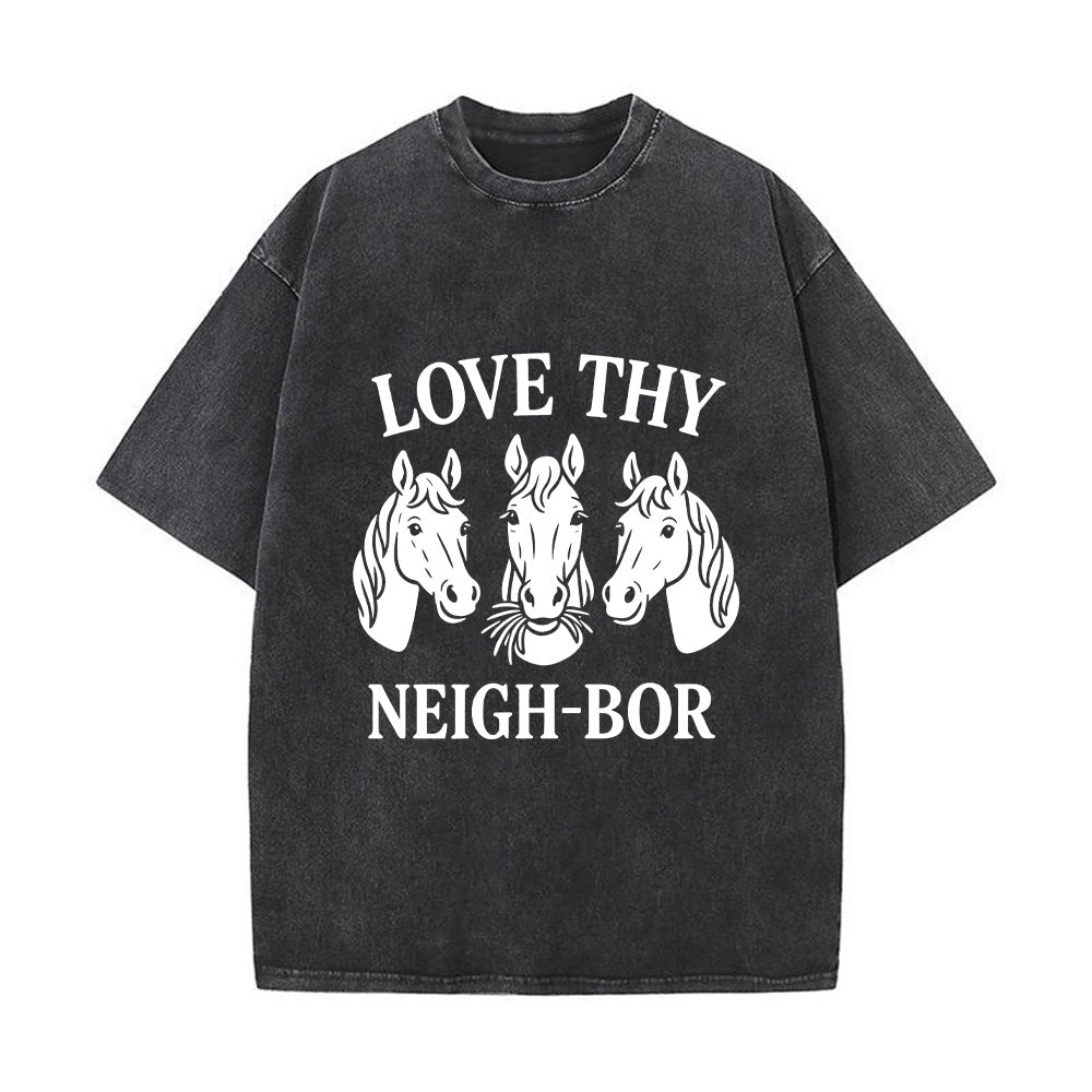 Love Thy Neighbor Christian Unisex Washed T-Shirt