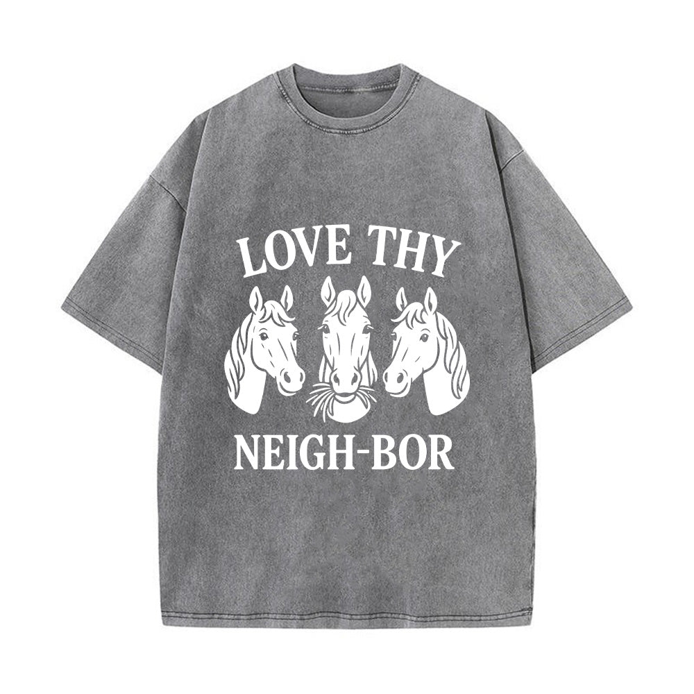 Love Thy Neighbor Christian Unisex Washed T-Shirt