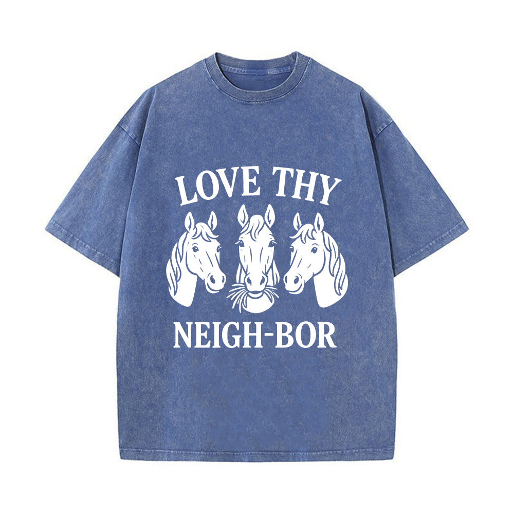 Love Thy Neighbor Christian Unisex Washed T-Shirt