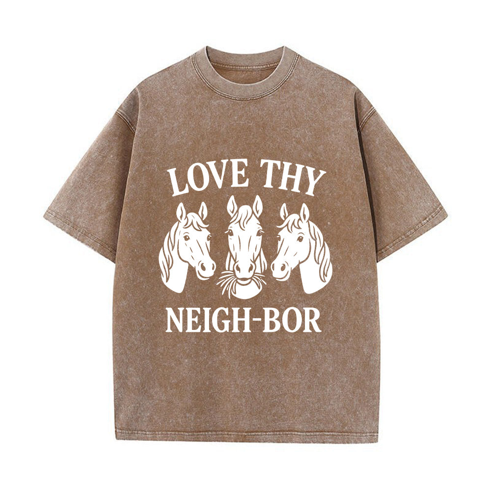 Love Thy Neighbor Christian Unisex Washed T-Shirt