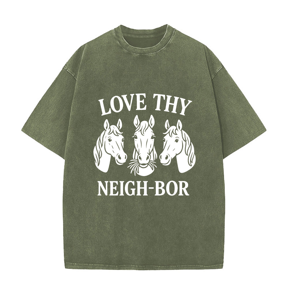 Love Thy Neighbor Christian Unisex Washed T-Shirt